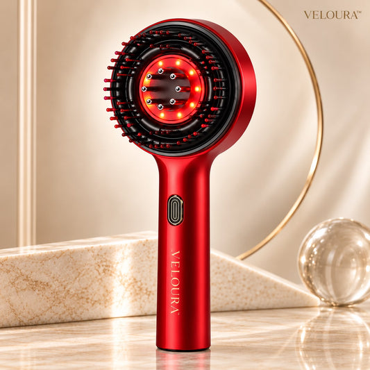 Masajeador Capilar Eléctrico con Luz Roja y aplicador de Sérum